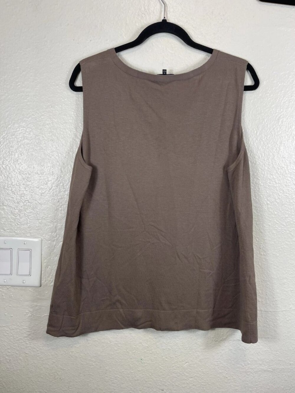 Lafayette 148 Tank Top Womens 1X Brown Viscose Knit Scoop Neck Sleeveless